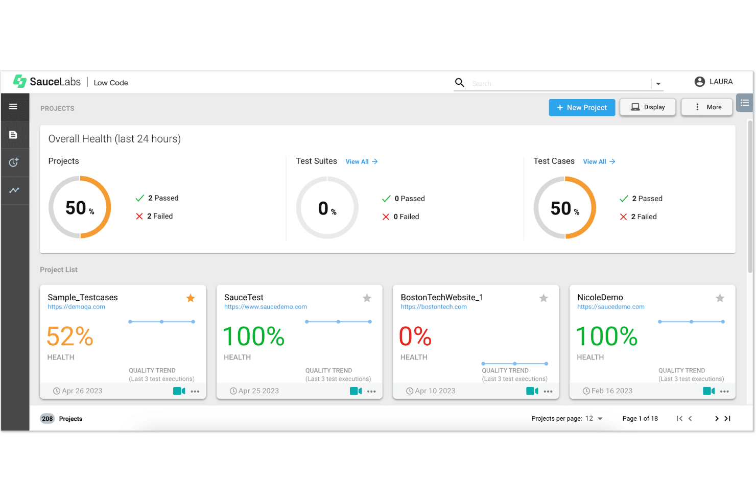 Sauce Labs runs cloud-based end-to-end tests across browsers and devices.