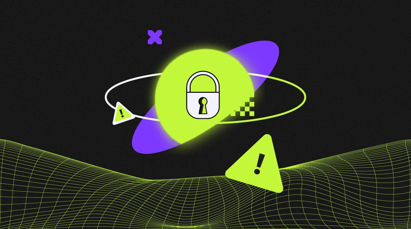 A circular purple and green lock symbolizing security and protection. Cybersecurity threats featured image