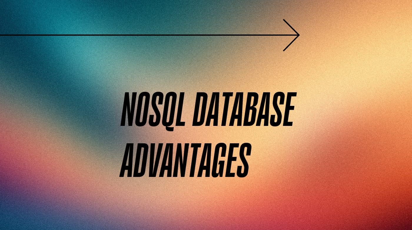 Nosql database advantages text on blue and red background