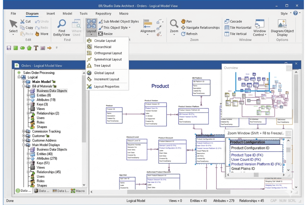 ER/Studio enables you to design, manage, and govern complex data models across enterprise environments.