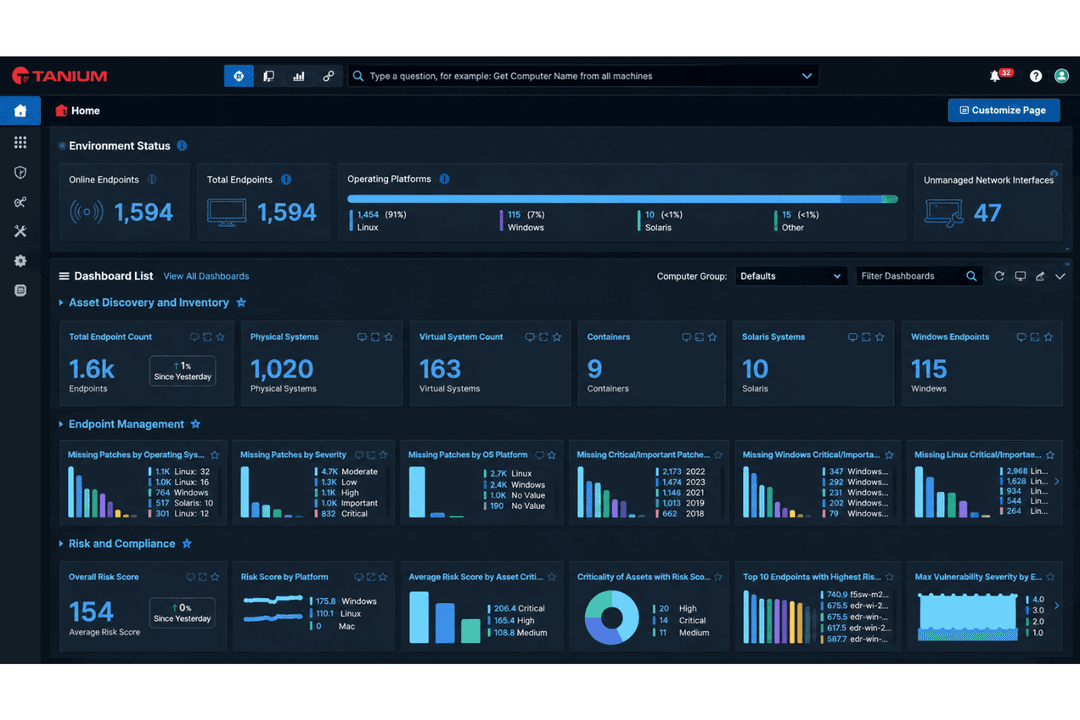 Tanium unifies endpoint management, security, and IT operations.
