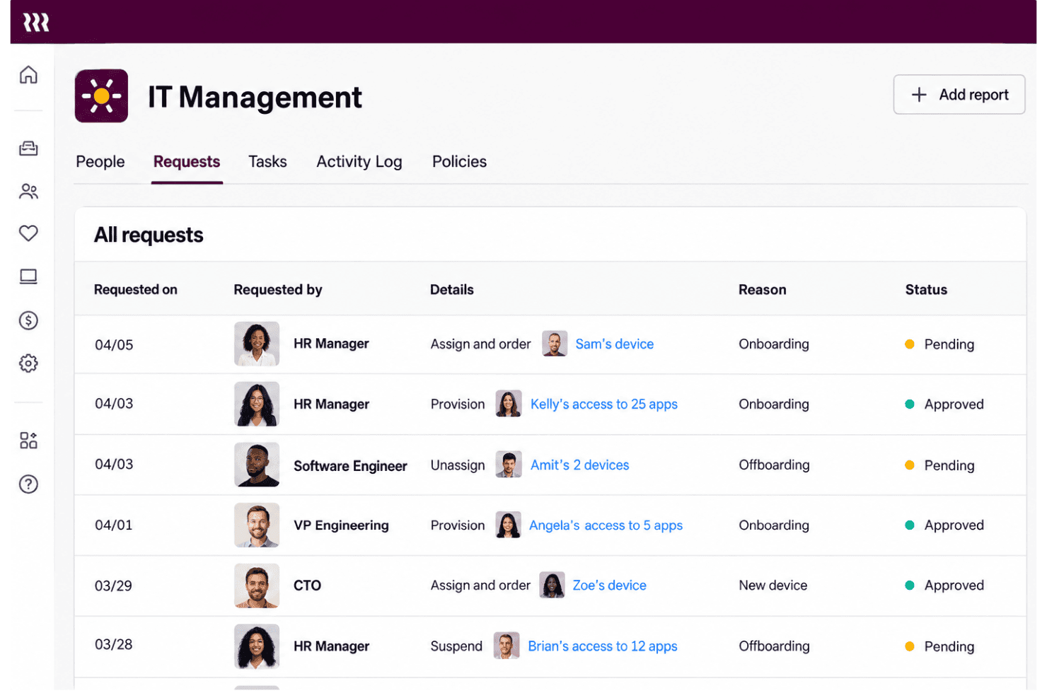 Rippling IT interface with device inventory, automated provisioning, and remote security controls.