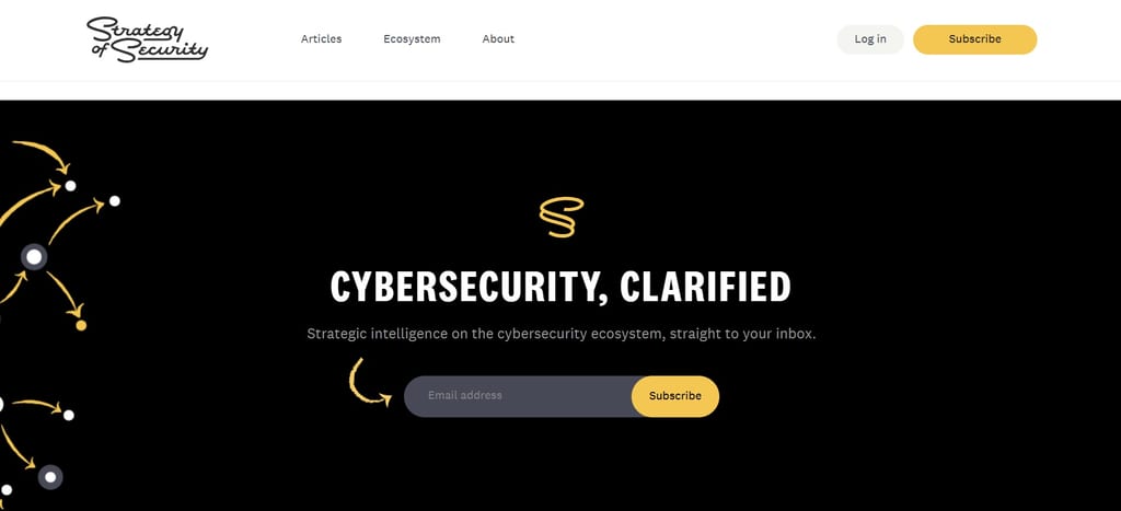 Captura de pantalla de la página de registro del boletín Strategy of Security