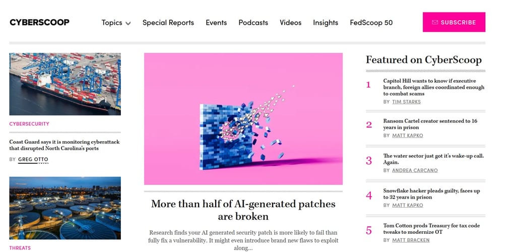 The CyberScoop webpage screenshot