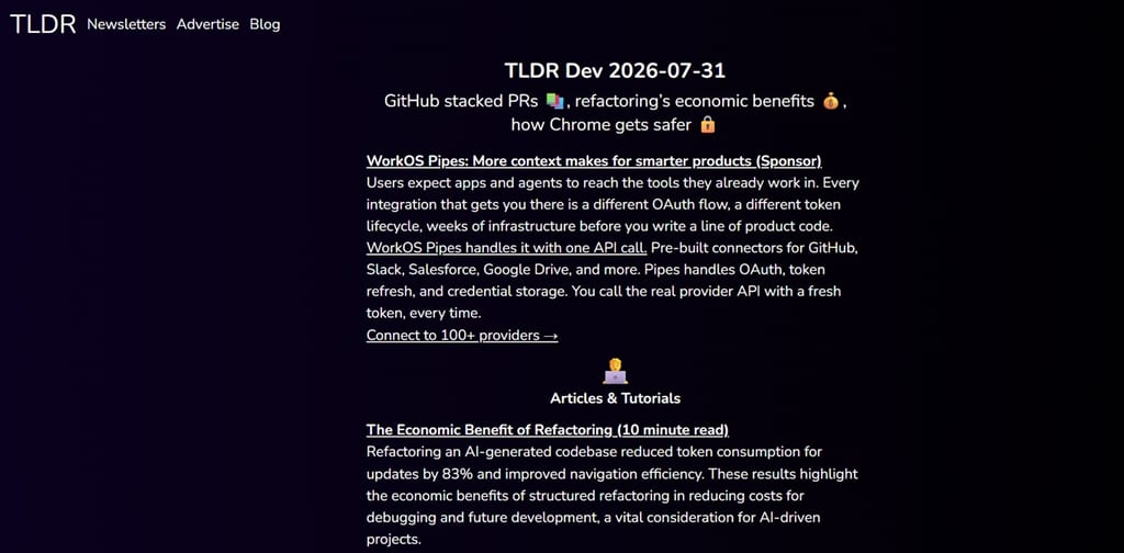 Screenshot of the TLDR Web Dev newsletter