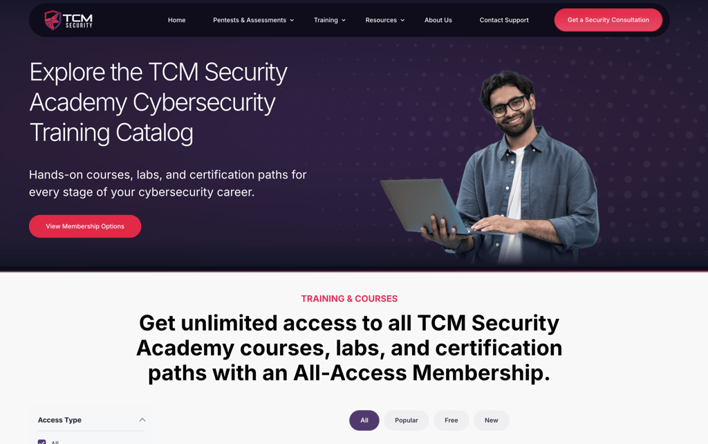 TCM Security Academy page