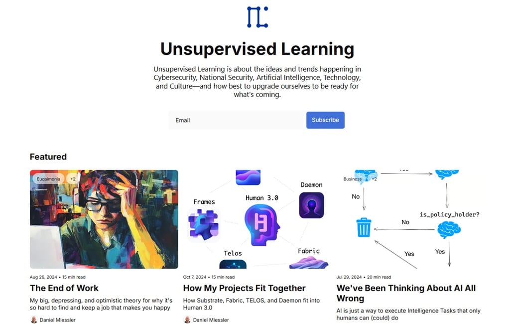 The sign up page of the Unsupervised Learning newsletter