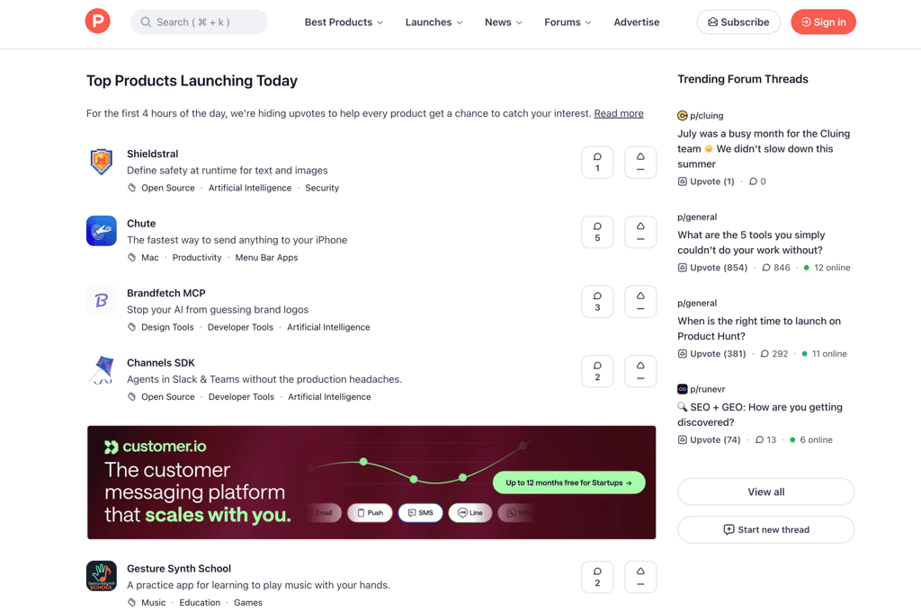 Product Hunt threads