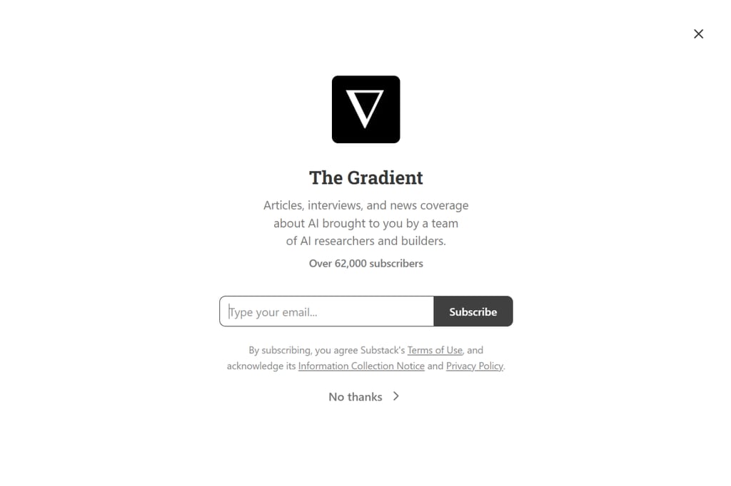 The Gradient newsletter subscription page with email signup form