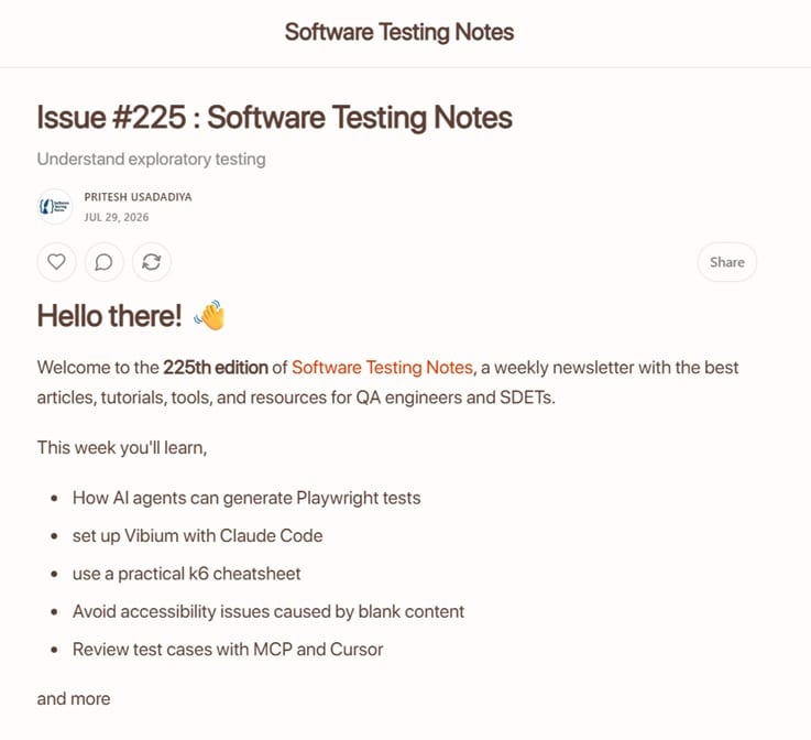 Sample newsletter of the Software Testing Notes