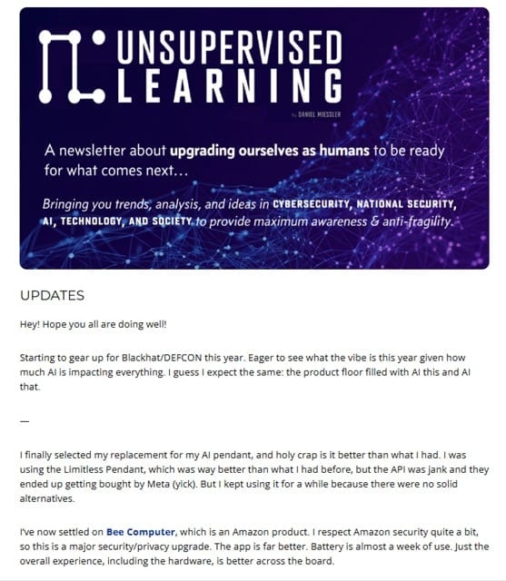 Sample of the Unsupervised Learning newsletter