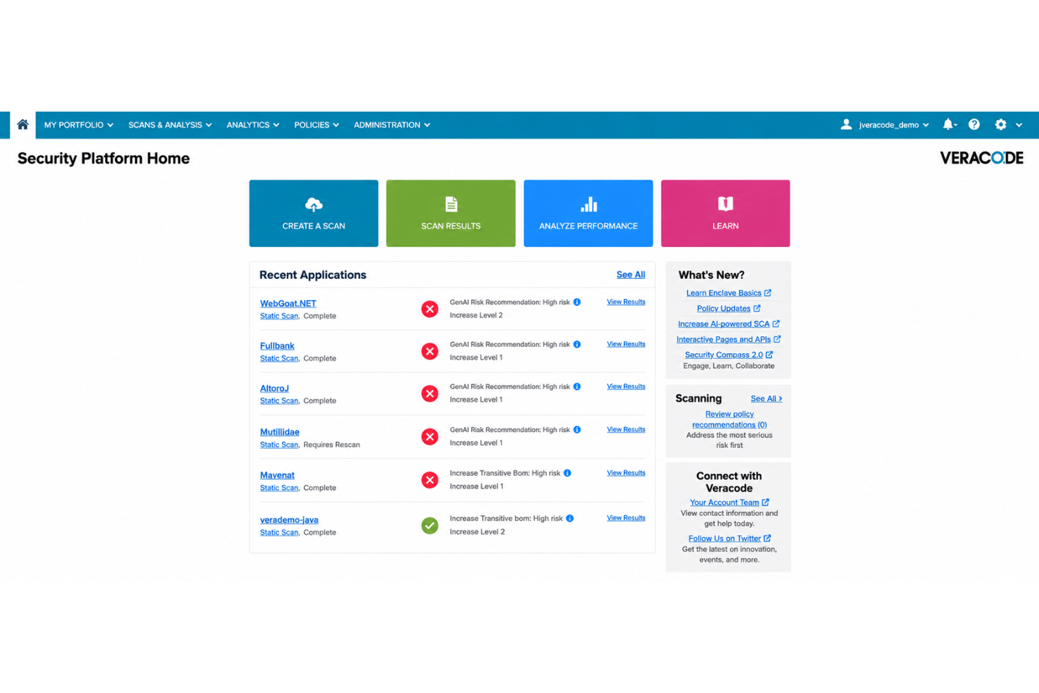 Veracode unifies application security testing across the development lifecycle.