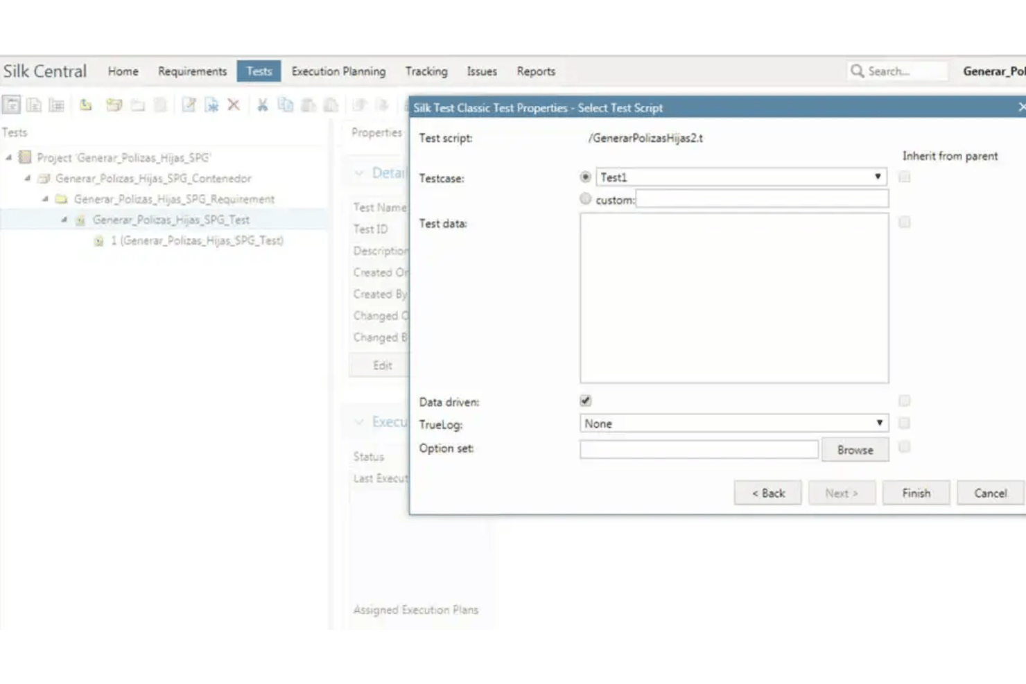 OpenText Silk Central provides a centralized workspace for managing test assets, scripts, and execution details.