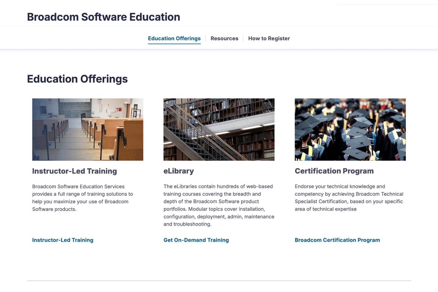 Broadcom Software Education page