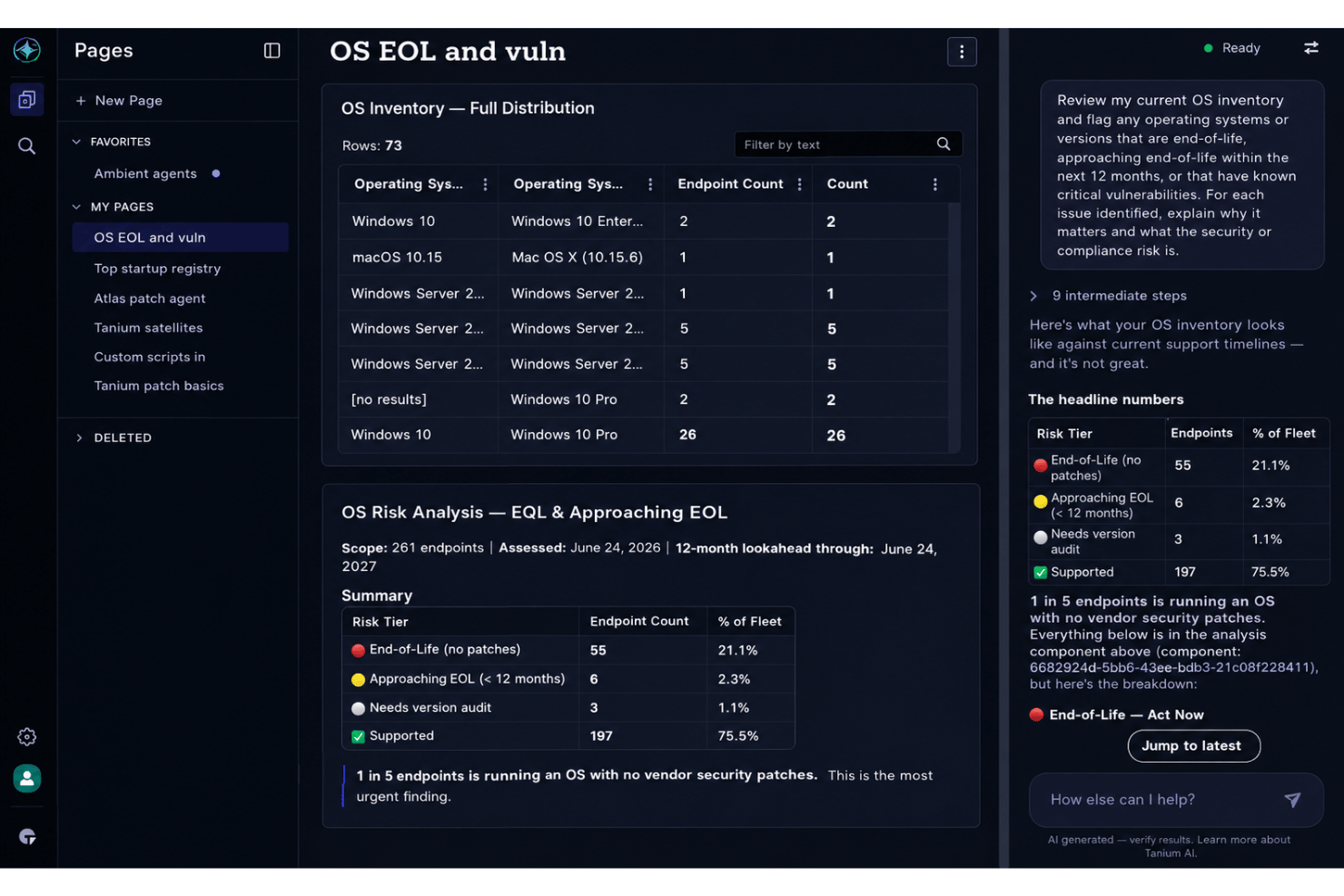 screenshot - Avis sur Tanium : Avantages, Inconvénients, Fonctionnalités et Analyse des Prix