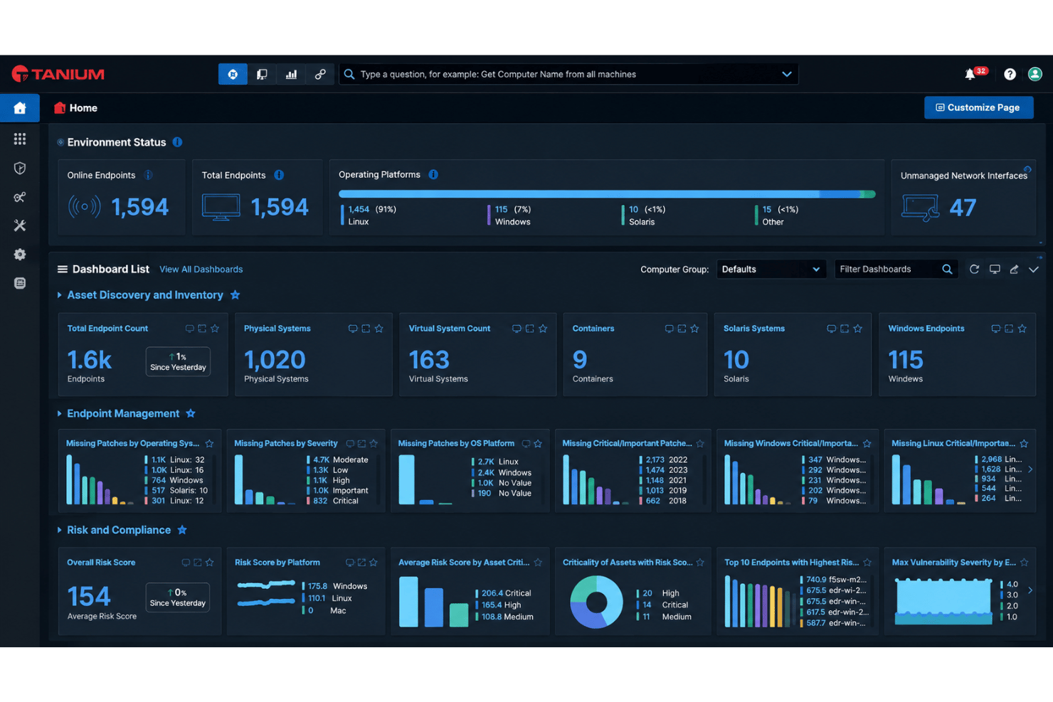 Tanium unifies endpoint management, security, and IT operations.