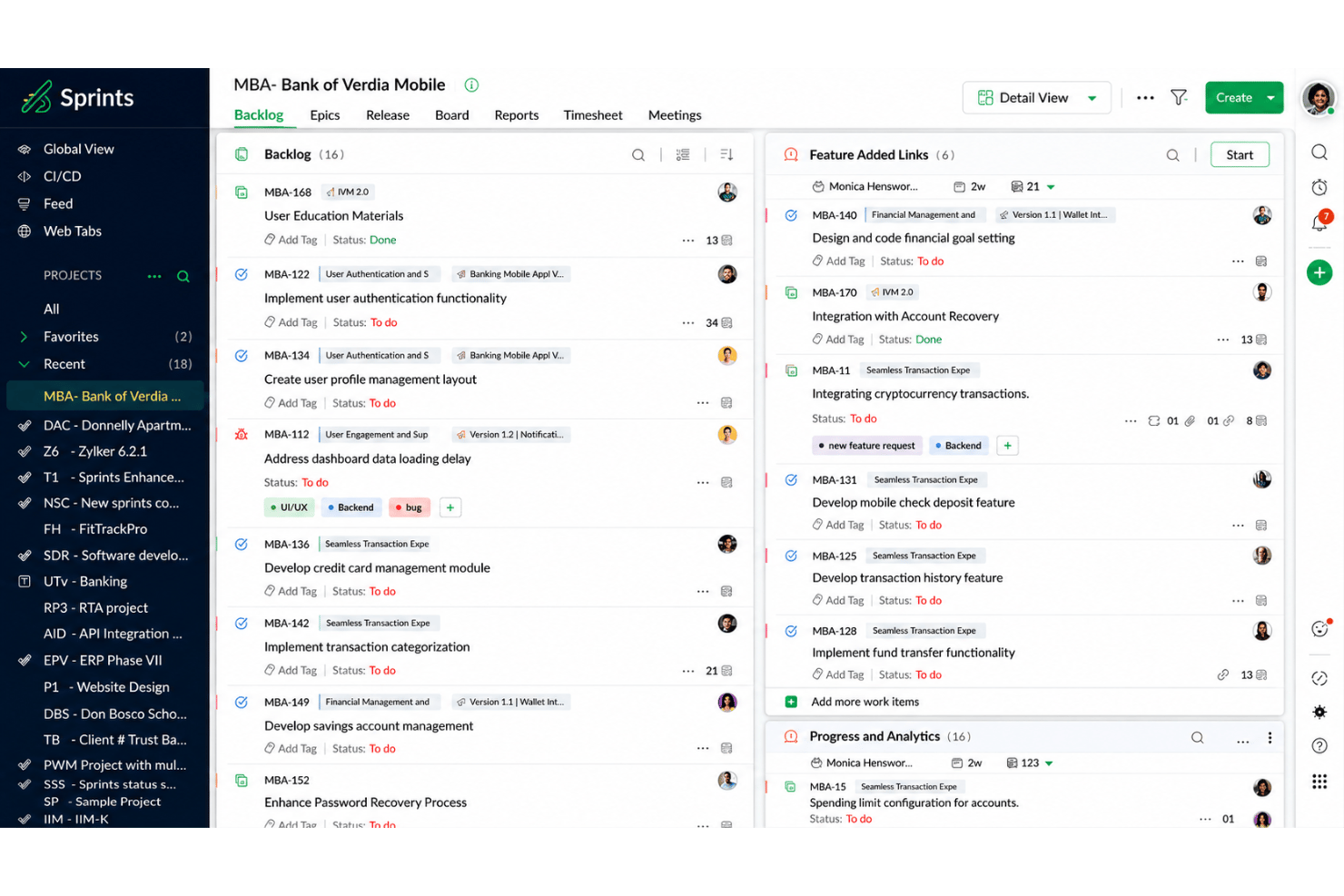 screenshot - Zoho Sprints Test: Vorteile, Nachteile, Funktionen und Preisgestaltung erklärt