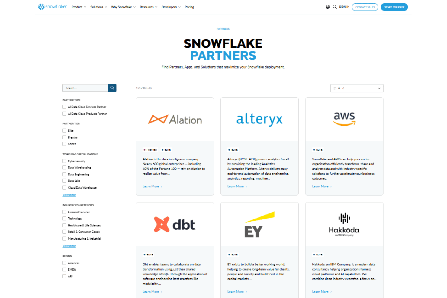 Snowflake integrations with AWS, Azure, Salesforce, Tableau, and Power BI.