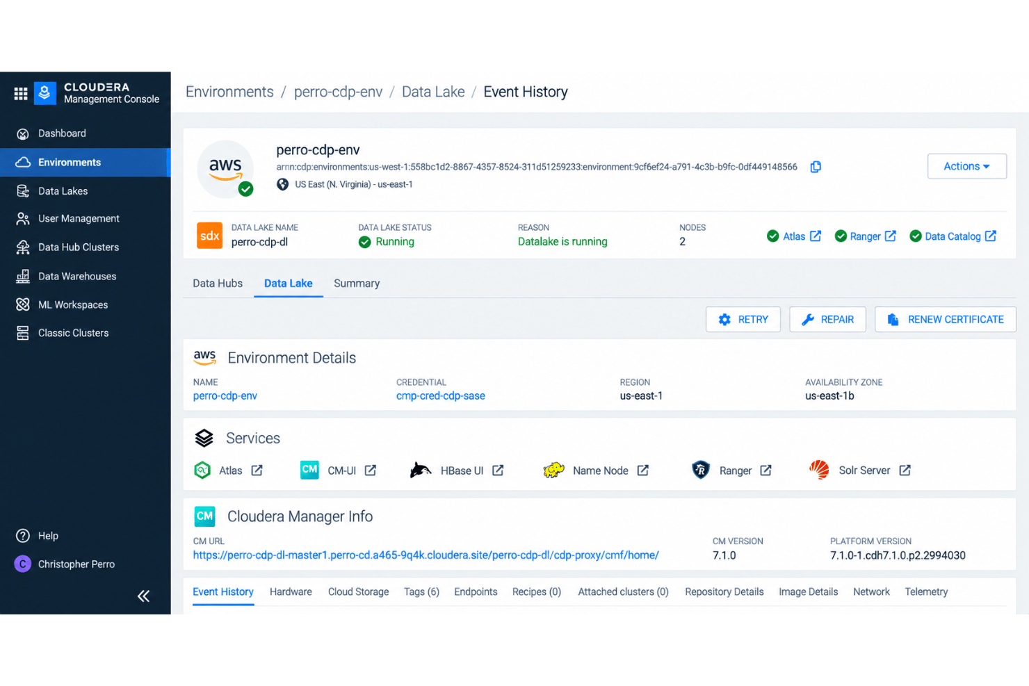 Cloudera integrations with Spark, Kafka, NiFi, Hive, and Iceberg.