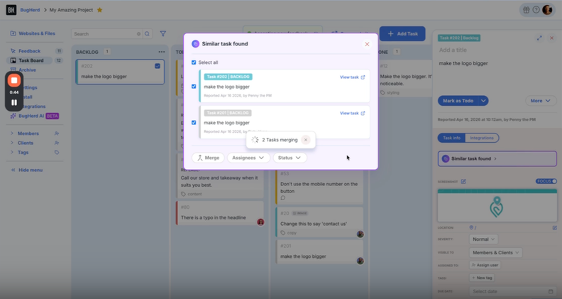 BugHerd Introduces AI Similar Task Detection