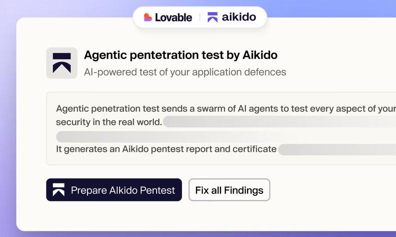 Aikido Adds Lovable Integration for Pentesting