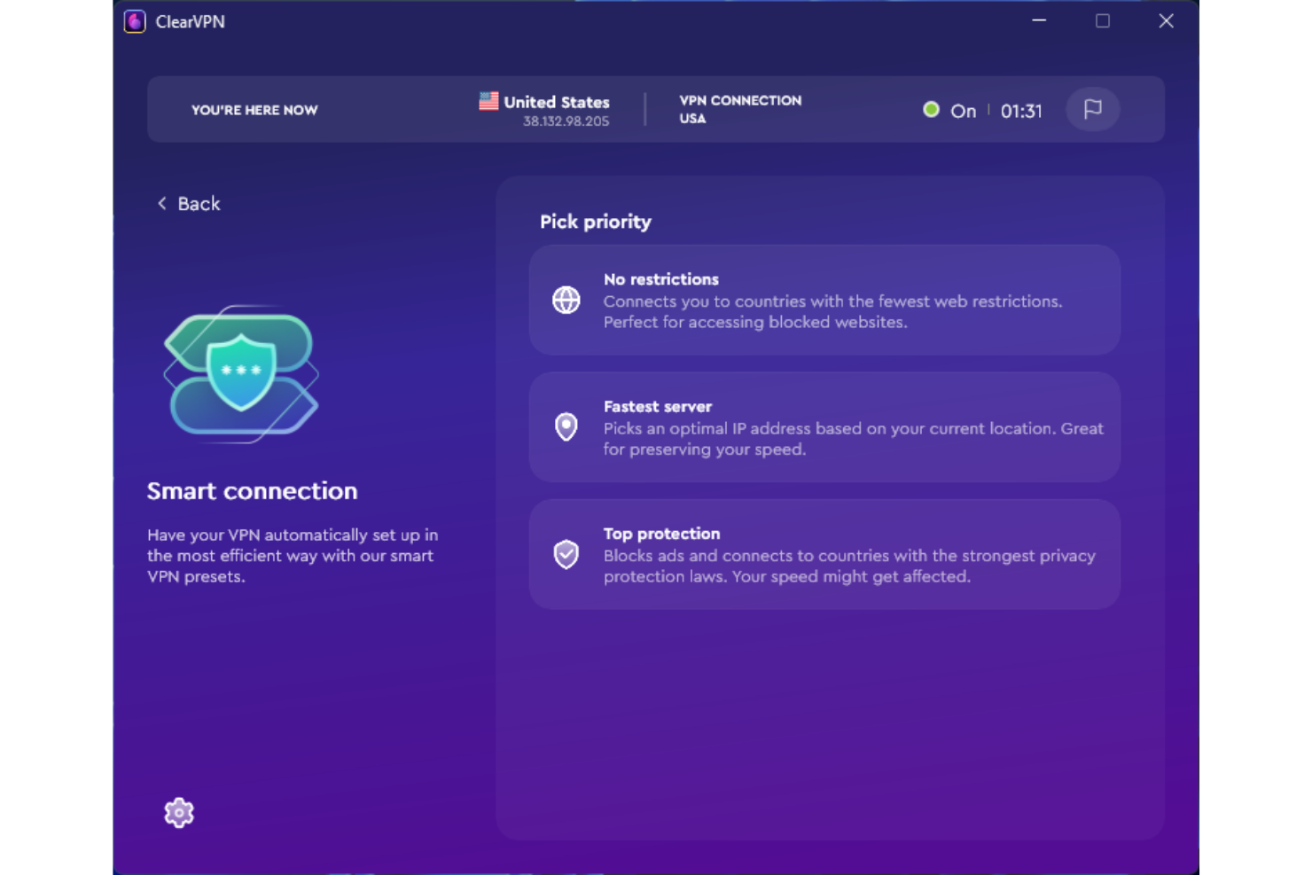 screenshot - ClearVPN Review: Pros, Cons, Features, and Pricing