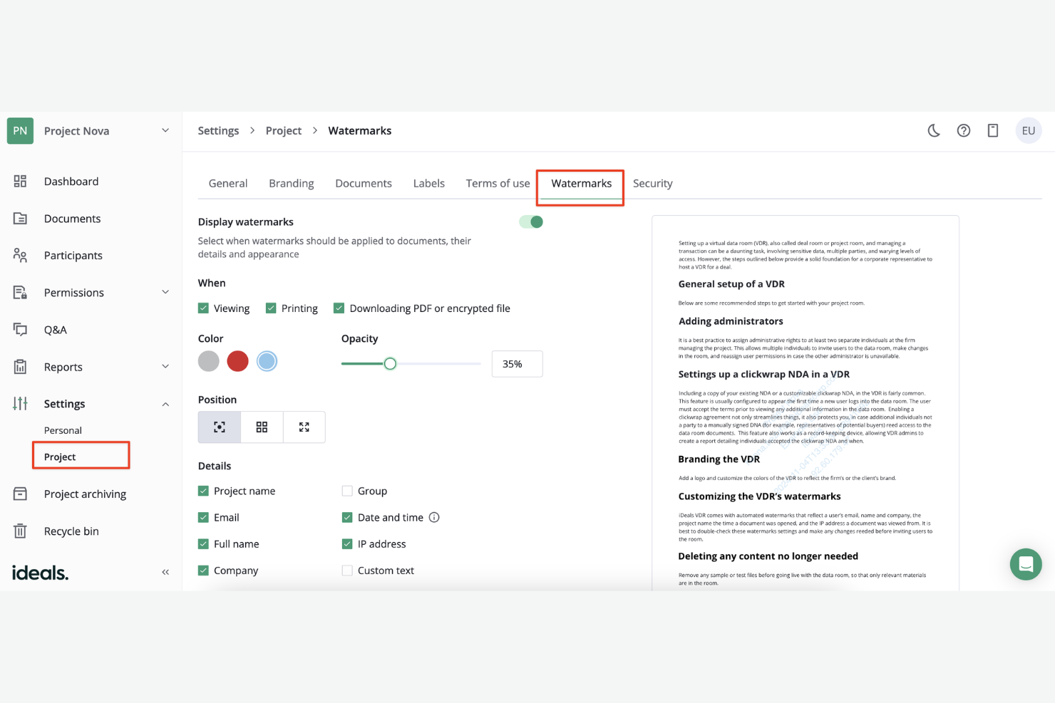 screenshot - iDeals Virtual Data Room Review: Pros, Cons, Features, and Pricing