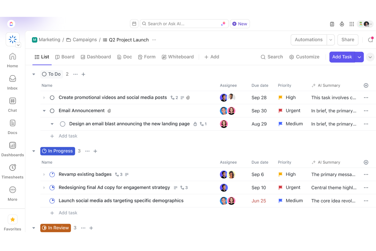 screenshot - ClickUp Review: Pros, Cons, Features, and Pricing