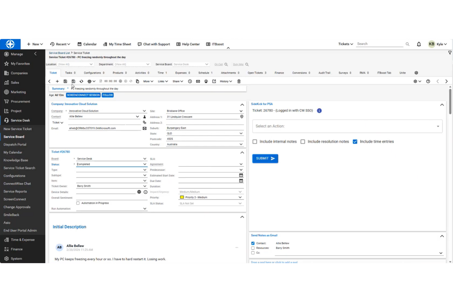 screenshot - ConnectWise PSA Review 2026: Pros, Cons, Features, and Pricing