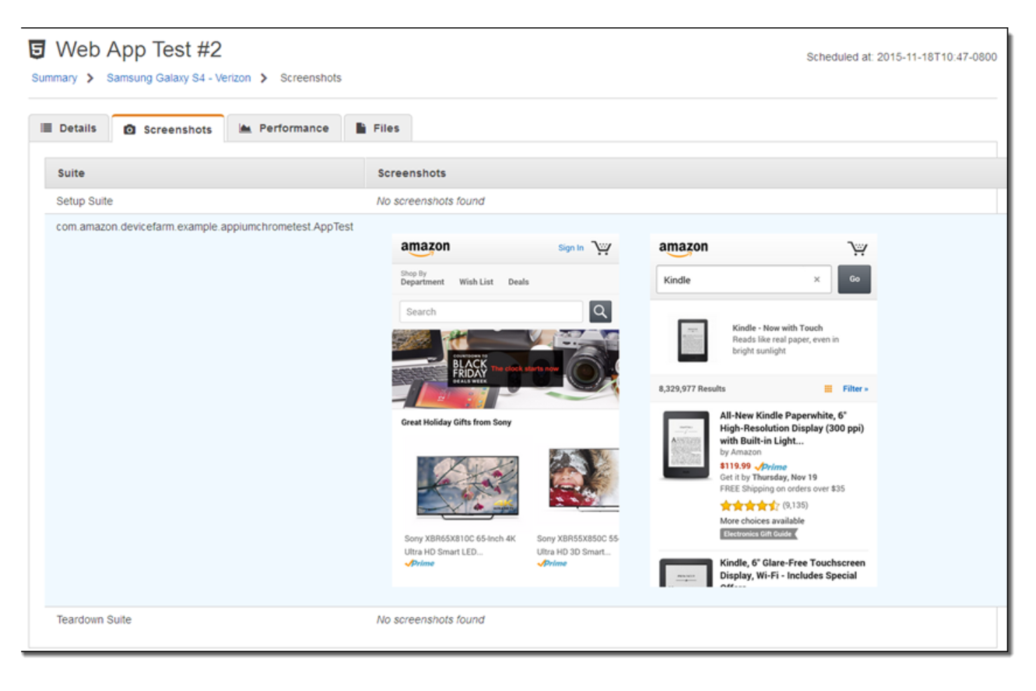 AWS Device Farm screenshot - 12 meilleures alternatives à BrowserStack pour 2026