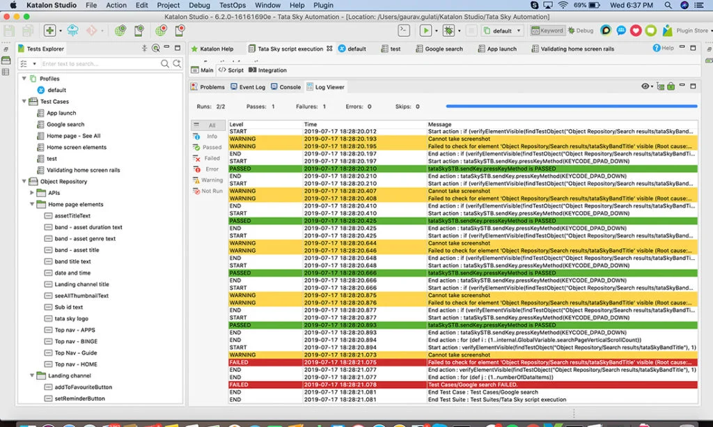 Katalon Studio screenshot - 20 meilleurs outils d’automatisation des tests examinés pour 2026