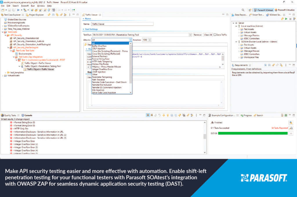 Parasoft SOAtest screenshot - 15 meilleurs outils d’automatisation web examinés pour 2026