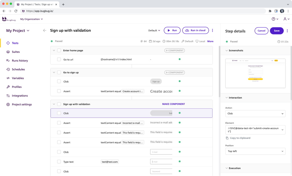 BugBug screenshot - 22 meilleurs outils d’automatisation QA pour les tests logiciels en 2026