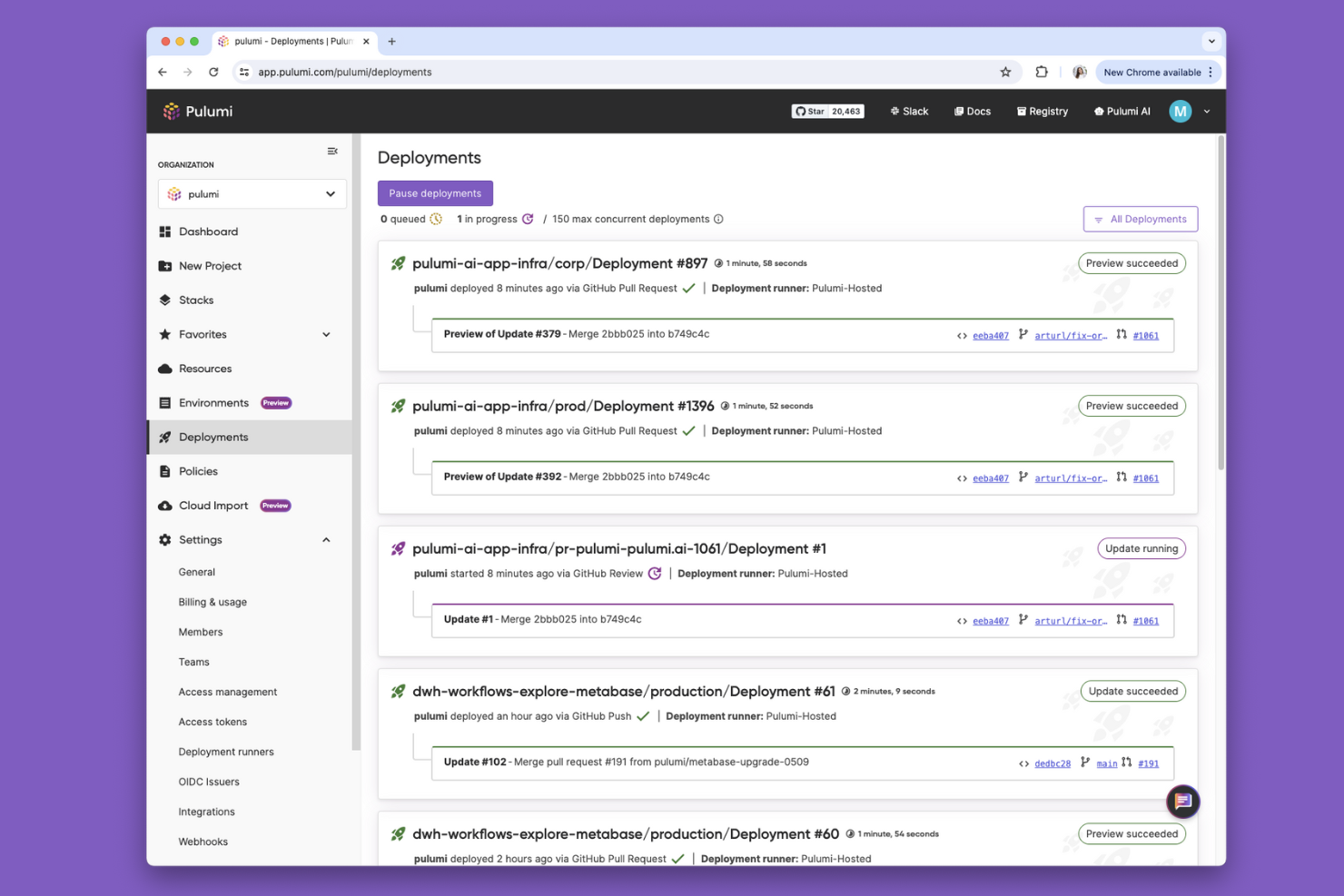 Pulumi screenshot - 19 meilleurs outils de gestion de configuration en DevOps évalués en 2026
