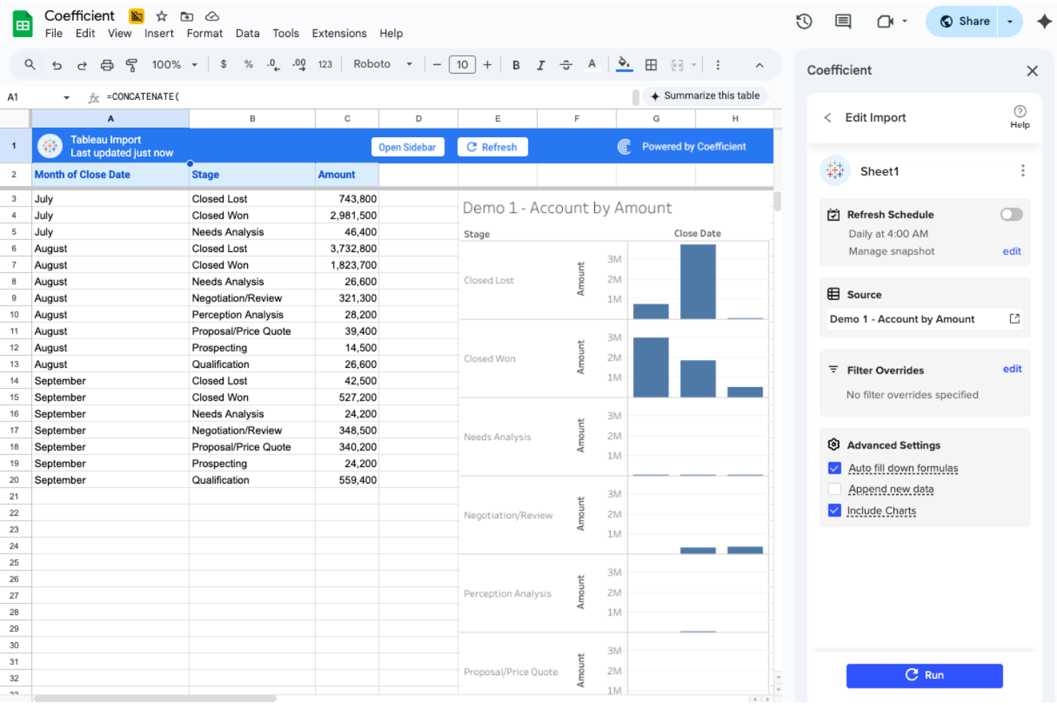 Coefficient screenshot - 1 Beste Datenextraktions-Software-Tools für 2026
