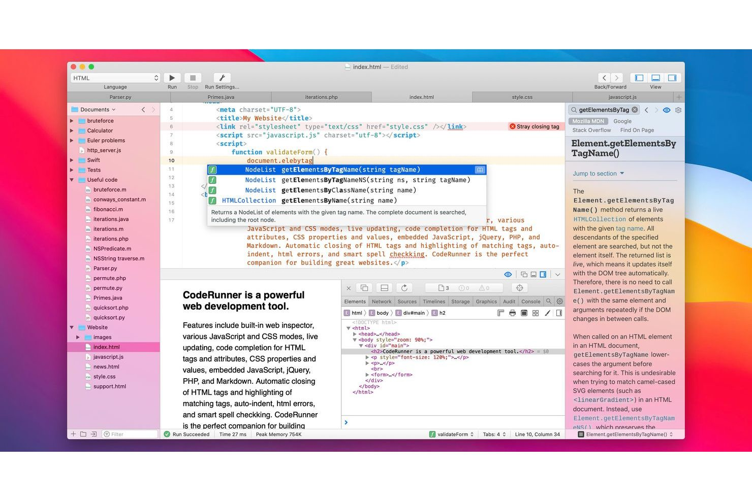 CodeRunner screenshot - 14 iOS App-Entwicklungssoftwares für 2026