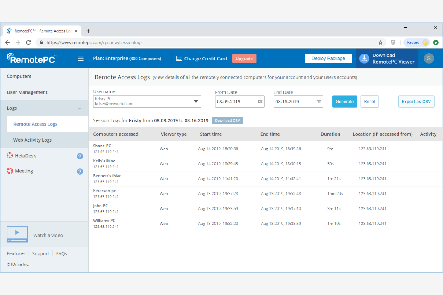 RemotePC screenshot - 13 alternatives à AnyDesk sélectionnées pour 2026