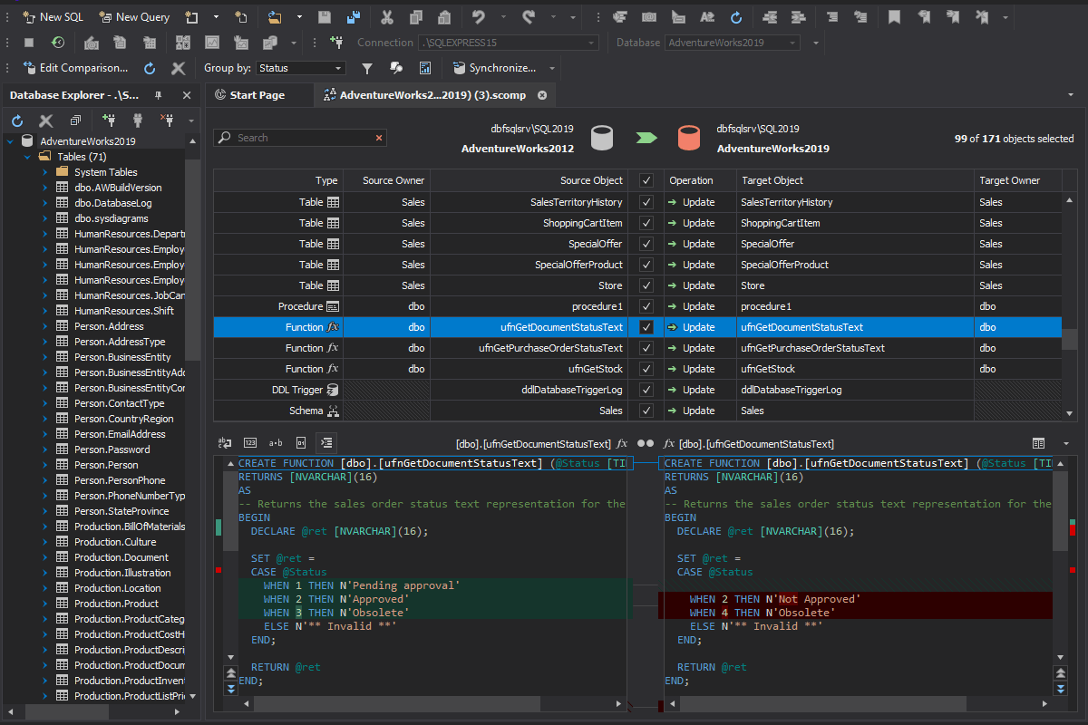 dbForge Studio for SQL Server screenshot - 1 beste SQL-Abfrage-Tools im Test 2026