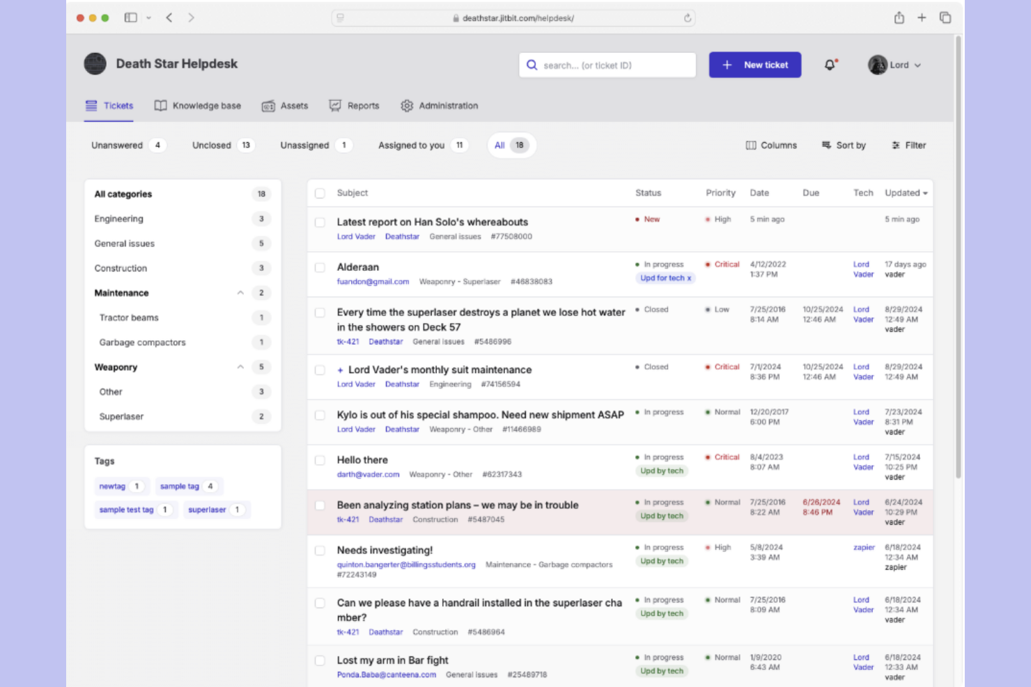 Jitbit screenshot - 11 Meilleurs Logiciels de Support pour la Gestion des Installations Passés en Revue en 2026