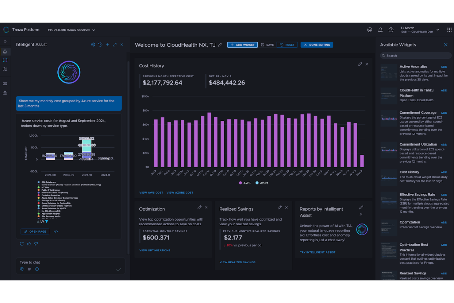 VMware Tanzu CloudHealth screenshot - 10 Beste Tools für Cloud-Kostenmanagement im Test 2026