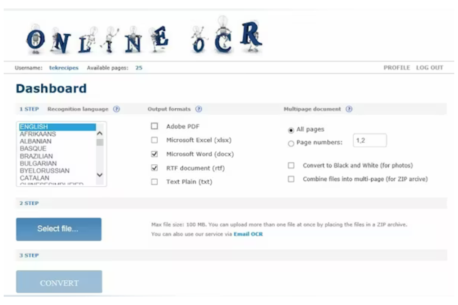 OnlineOCR.net screenshot - 10 Beste OCR-Tools im Test 2026