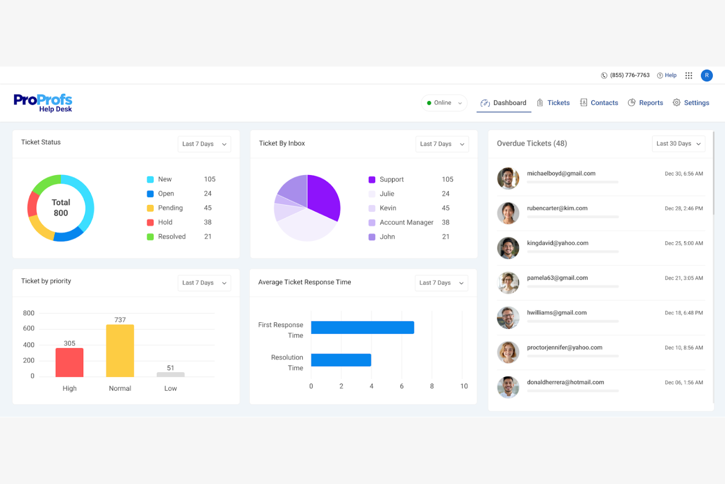 ProProfs Help Desk screenshot - 10 Beste Kostenlose Helpdesk-Software im Test 2026