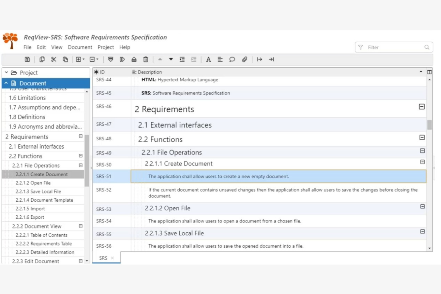 ReqView screenshot - 16 Beste Tools für Anforderungsnachverfolgbarkeitsmatrizen im Test 2026