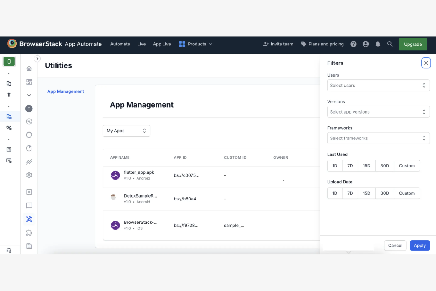 BrowserStack screenshot - 10 meilleurs outils de test logiciel IA examinés en 2026