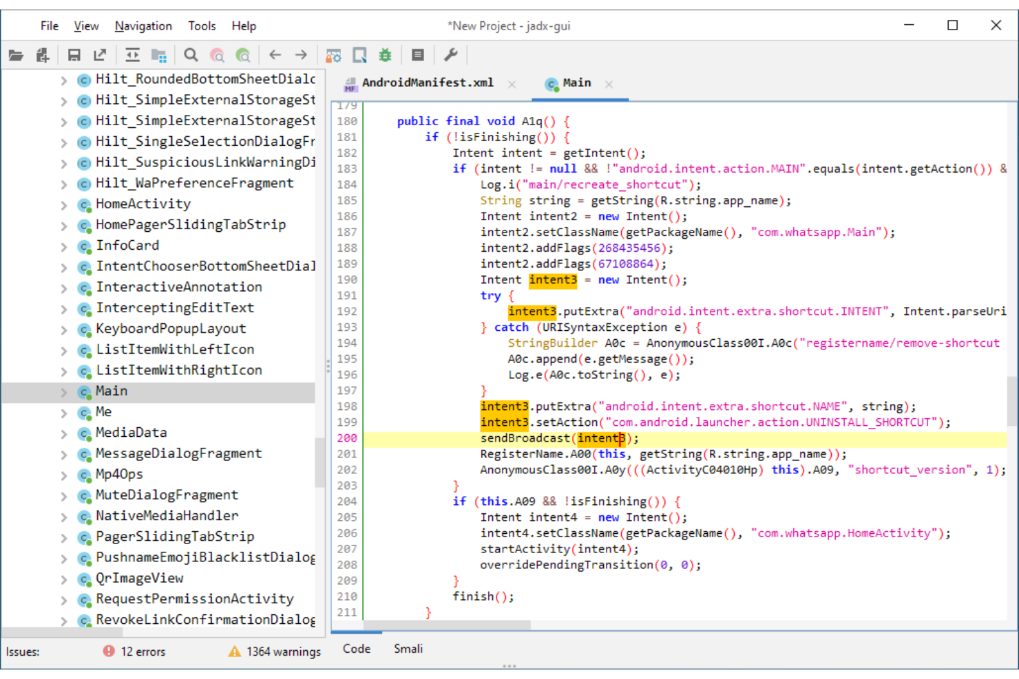 JaDx screenshot - 10 meilleures alternatives à IDA Pro testées en 2026