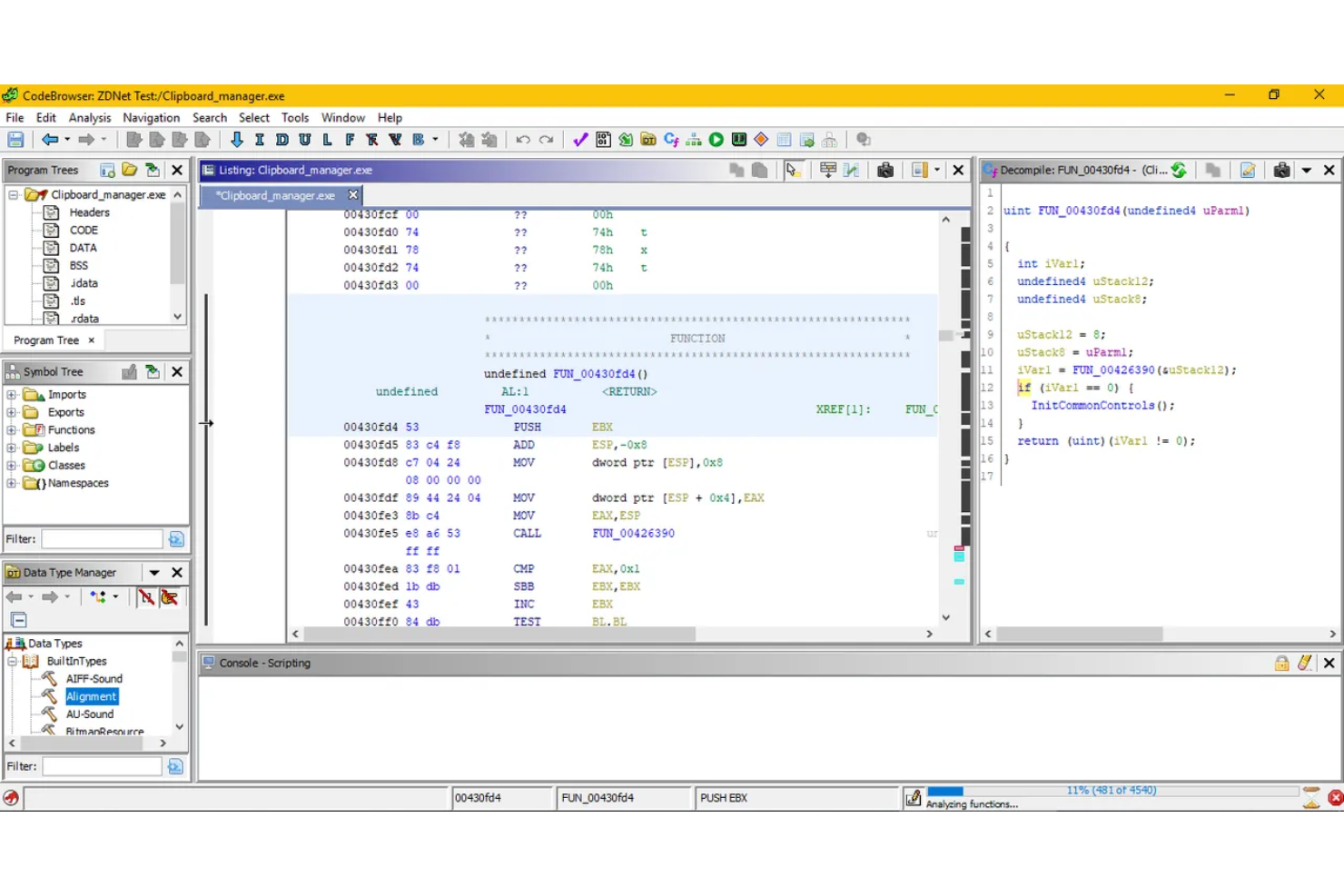 Ghidra screenshot - 10 meilleures alternatives à IDA Pro testées en 2026