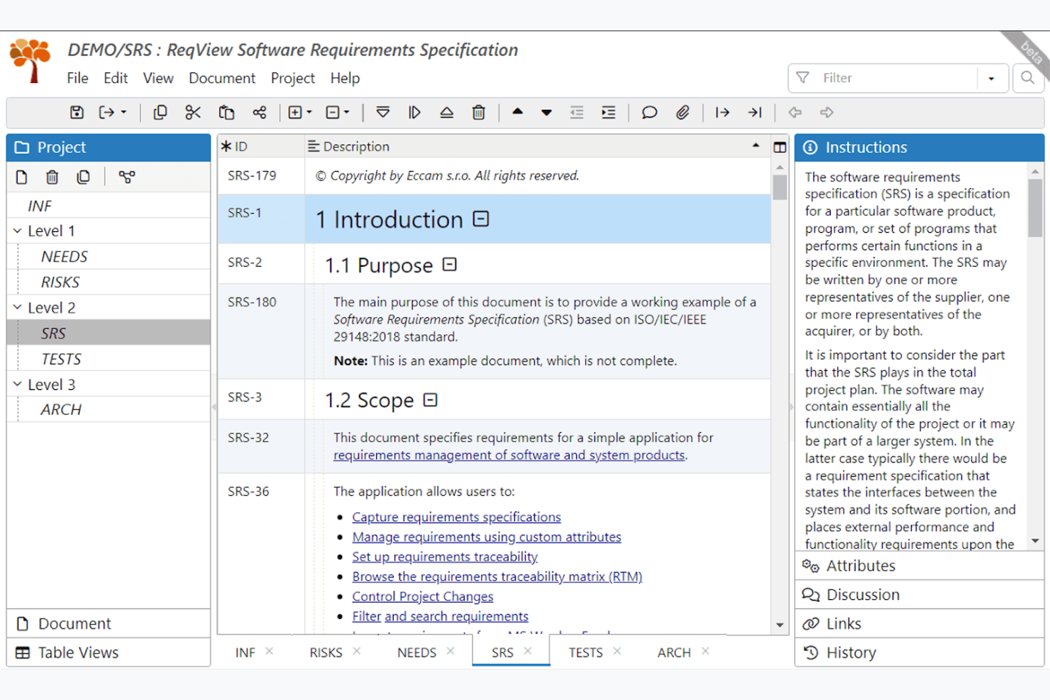 ReqView screenshot - 10 Beste Kostenlose Tools für das Anforderungsmanagement im Test 2026
