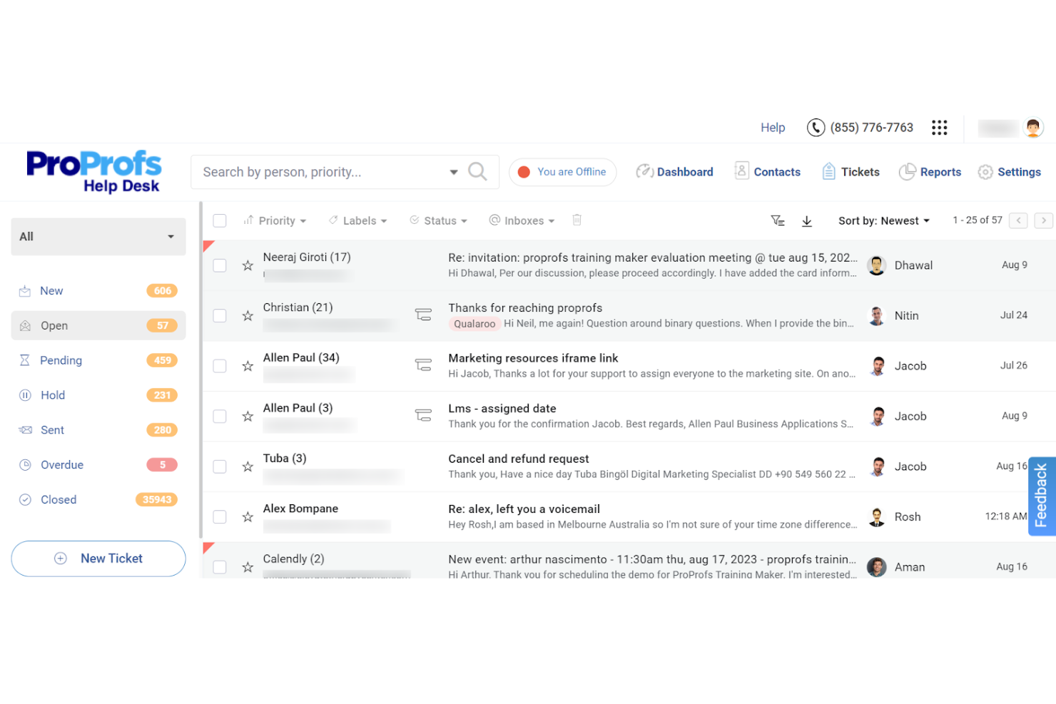 ProProfs Help Desk screenshot - 10 meilleurs logiciels de support client pour petites entreprises passés en revue en 2026