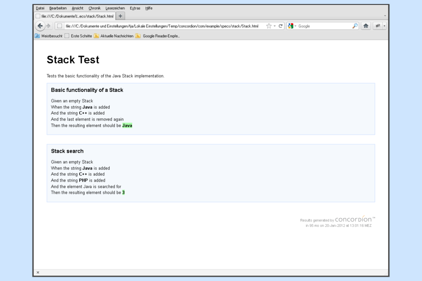 Concordion screenshot - 10 Beste Kostenlose Tools für das Anforderungsmanagement im Test 2026