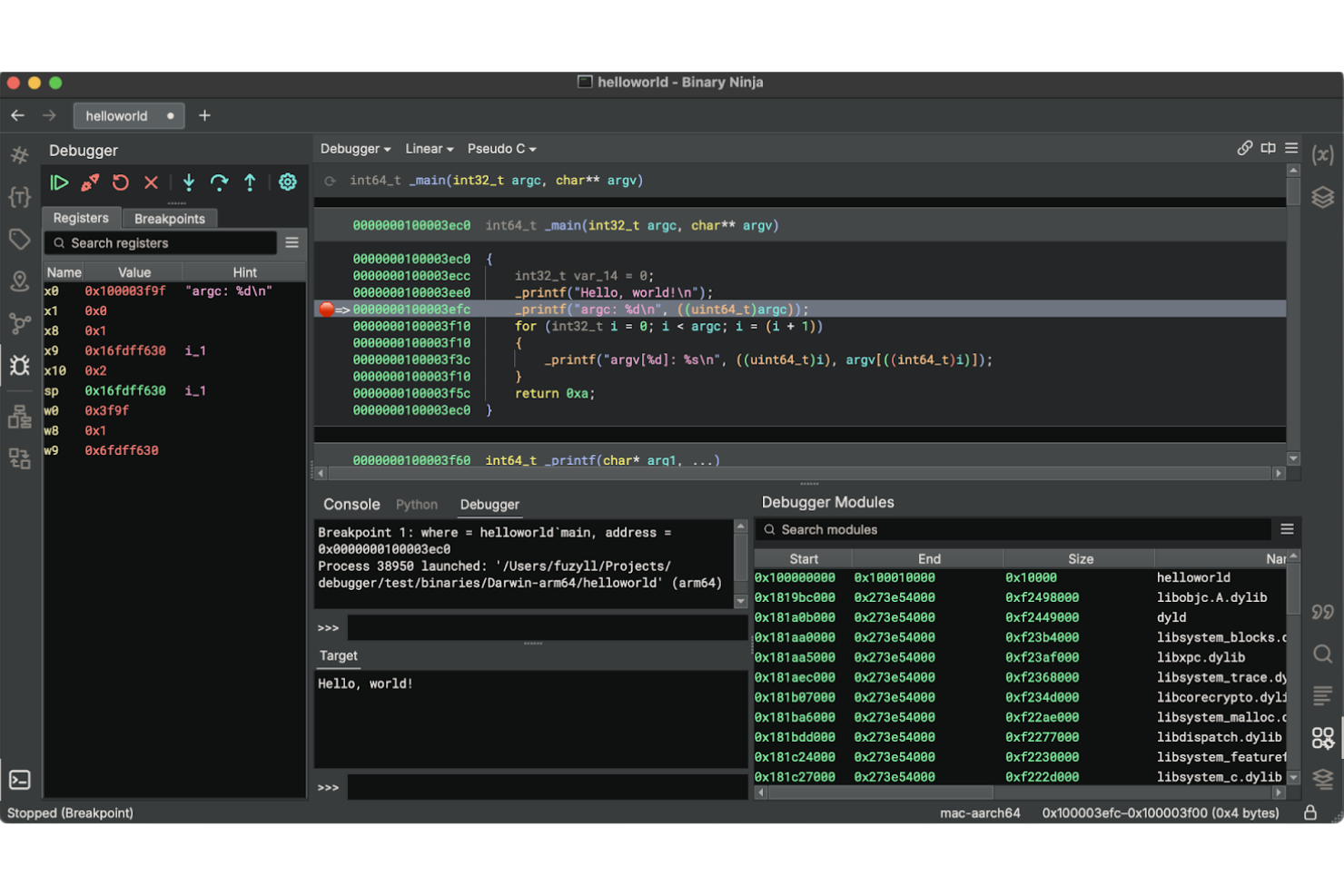Binary Ninja screenshot - 10 meilleures alternatives à IDA Pro testées en 2026